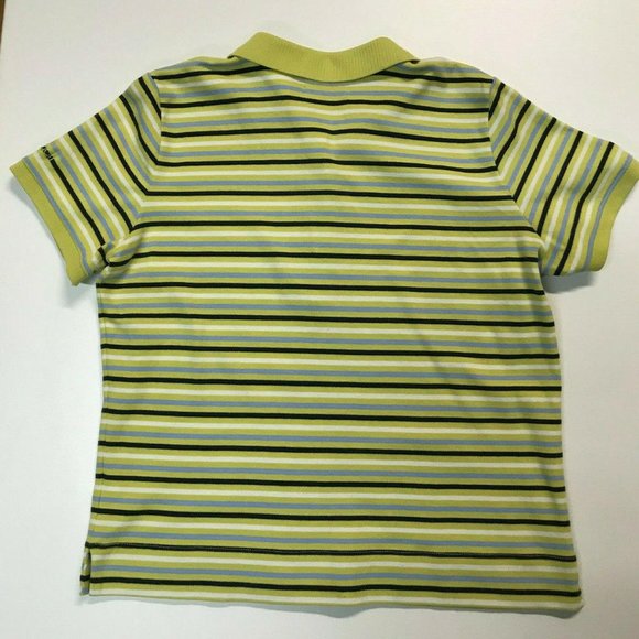 LizGolf Pima Cotton Polo Shirt Lime Green Striped Top Liz Claiborne Y2K Style - Picture 3 of 5